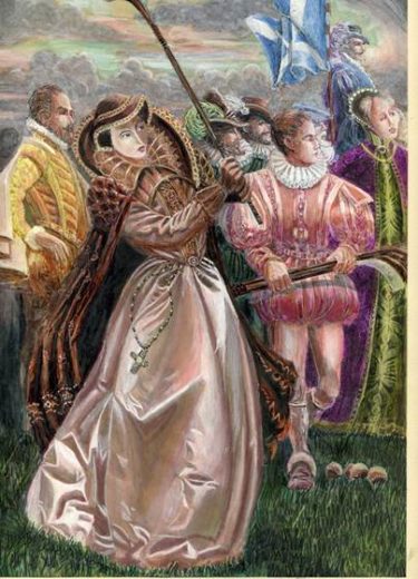 Image of Mary Queen of Scots playing Pall Mall (Image from www.molespace.co.uk)
