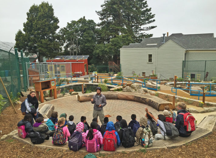 Garden educator Adam Long teaching one of the first classes at the College Hill Learning Garden