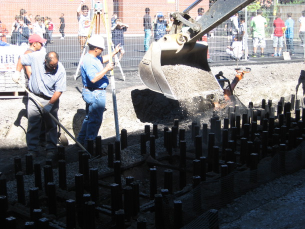 St. Clement School - putting in the soil