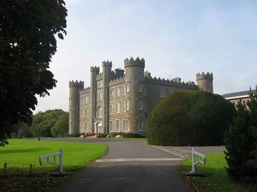 Ireland’s Gormanston Castle - now a school run by the Franciscans. The castle is where the Franciscan Brothers lived. I went to school in the mid-century modern building next door. The tree in the foreground is a Horsechestnut, the large round Irish Yew (looks like a giant pincushion), also has an entry & is a cloister inside. (Image from http://www.britainirelandcastles.com/Ireland/County-Meath/Gormanston-Castle.html)