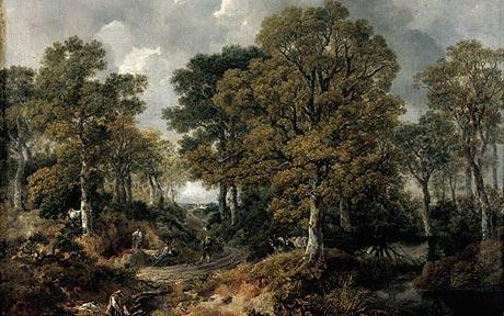 British Landscape Painting by Gainsborough; note scale of people and trees; realistic detail in trees (Image: Telegraph.co.uk)