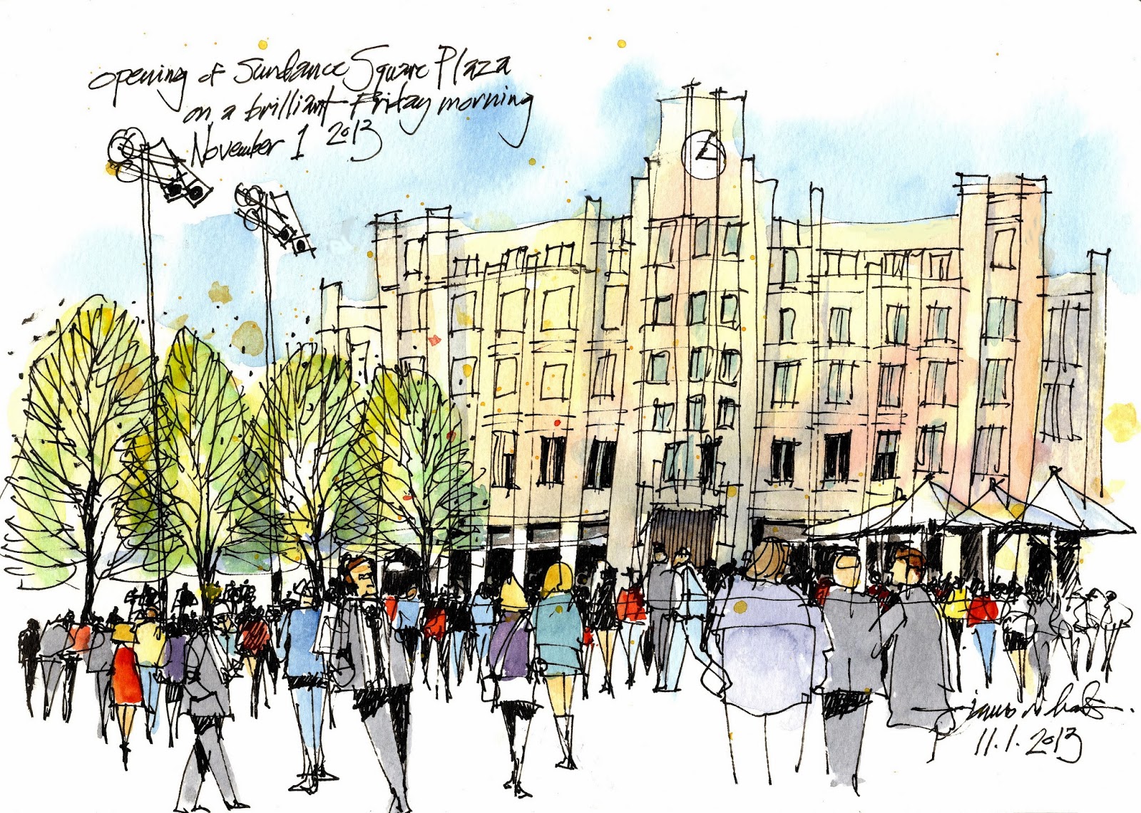 sundance square plaza opening_Jim Richards Sketch