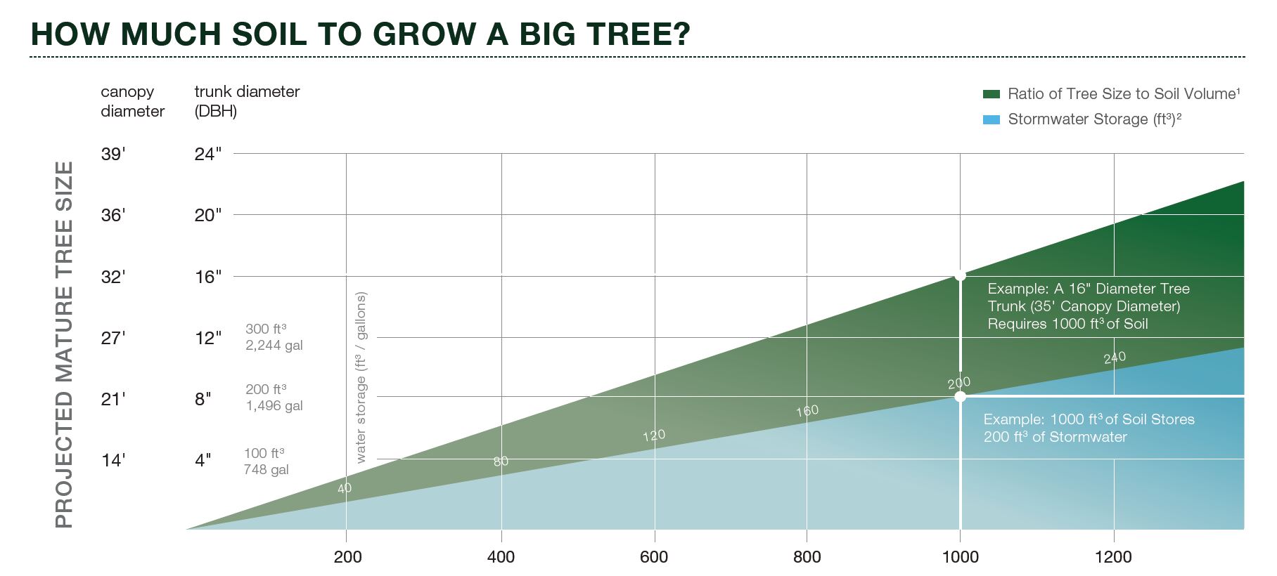 In a bioretention soil mix, about 20 percent of the total soil volume can be used to hold stormwater