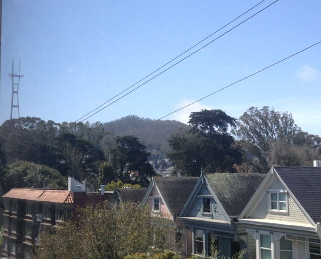 A spring day in San Francisco, Sutro Forest on the background hills