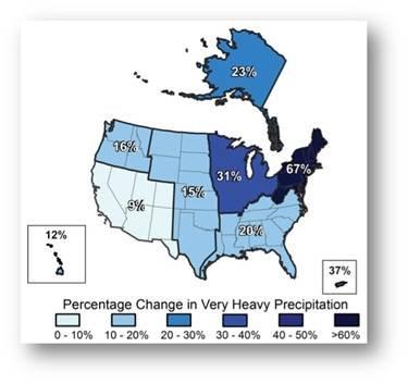 Trees in Standing Water - Precentage Change in Heavy Precipitation