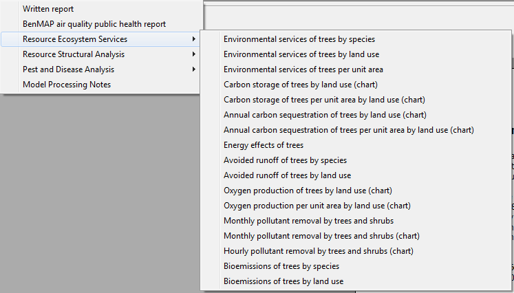 i-Tree_Screenshot of Ecosystem Services analysis available in i-Tree Eco